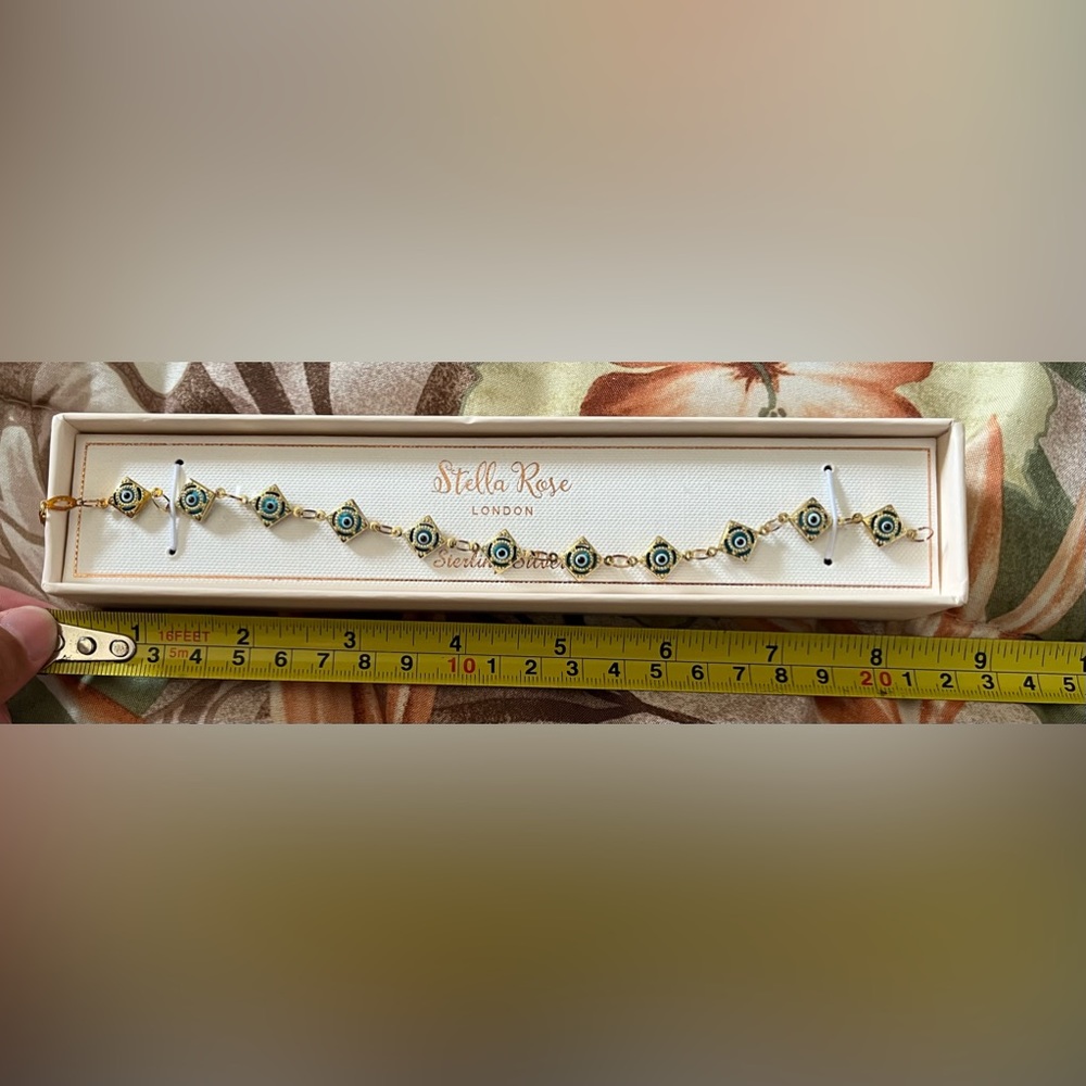 Stella Rose London Evil Eye Bracelet Gold Over Sterling Silver New In Box - Picture 2 of 8